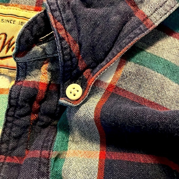 Woolrich Vintage Green‎ Navy Red Plaid Short Sleeve Button Down Size XL - Picture 5 of 7